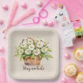 Waterverf Daisy boeket in mand Papieren Bordje (Feest)