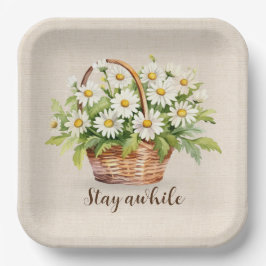 Waterverf Daisy boeket in mand Papieren Bordje