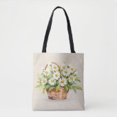Waterverf Daisy boeket in mand Tote Bag (Voorkant)