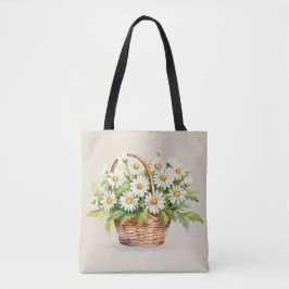 Waterverf Daisy boeket in mand Tote Bag