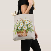 Waterverf Daisy boeket in mand Tote Bag (Dichtbij)