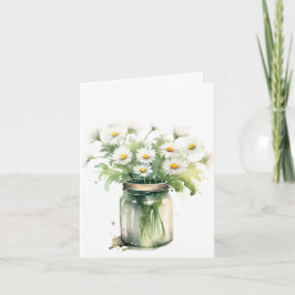 Waterverf Daisy boeket in Mason Jar Kaart