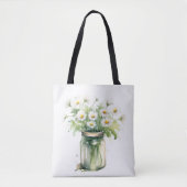 Waterverf Daisy boeket in Mason Jar Tote Bag (Voorkant)