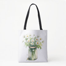 Waterverf Daisy boeket in Mason Jar