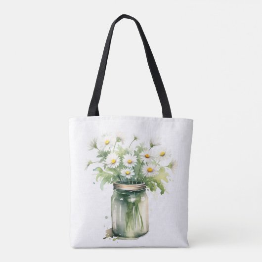 Waterverf Daisy boeket in Mason Jar Tote Bag (Achterkant)