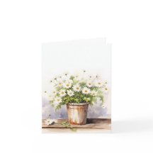 Waterverf Daisy Boeket Note Kaart