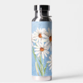 Waterverf Daisy Bouquet over blauw Waterfles (Links)