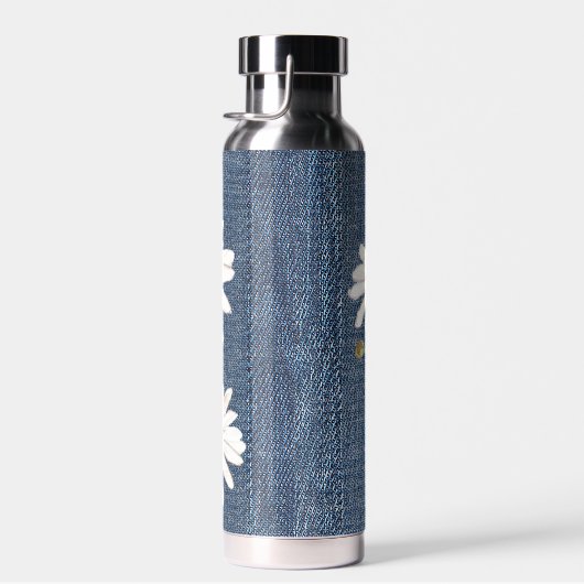 Waterverf Daisy Bouquet over denim Waterfles (Rechts)