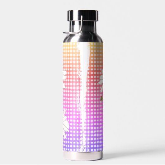 Waterverf Daisy Bouquet over gingham Waterfles (Rechts)