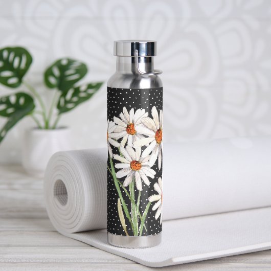 Waterverf Daisy Bouquet over Stippen Waterfles (Yoga)