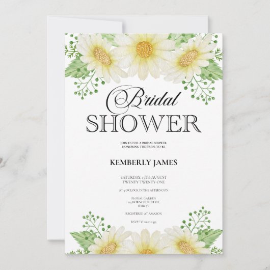 Waterverf Daisy Bridal Shower Kaart (Voorkant)