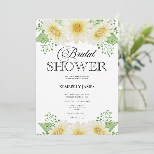 Waterverf Daisy Bridal Shower Kaart (Staand voorkant)