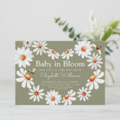 Waterverf Daisy & Bumble Bee Baby shower Kaart (Staand voorkant)