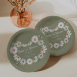 Waterverf Daisy & Bumble Bee Baby shower Papieren Bordje<br><div class="desc">Waterverf madeliefje en schattige hommel hartvorm,  baby in bloei baby shower papier borden. !</div>