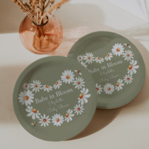 Waterverf Daisy & Bumble Bee Baby shower Papieren Bordje