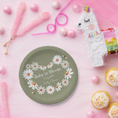 Waterverf Daisy & Bumble Bee Baby shower Papieren Bordje (Feest)