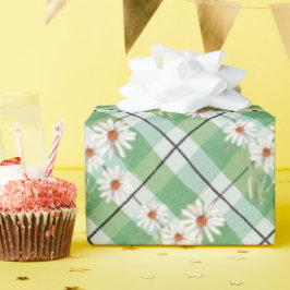 Waterverf Daisy Bunch over groene spelregels Cadeaupapier