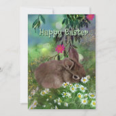 Waterverf Daisy Bunny Handgeschilderd Feestdagenkaart (Voorkant)