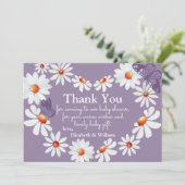 Waterverf Daisy & Butterfly Baby shower Dank u wel Bedankkaart (Staand voorkant)