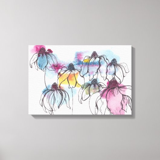 Waterverf Daisy Canvas Afdruk (Voorkant)
