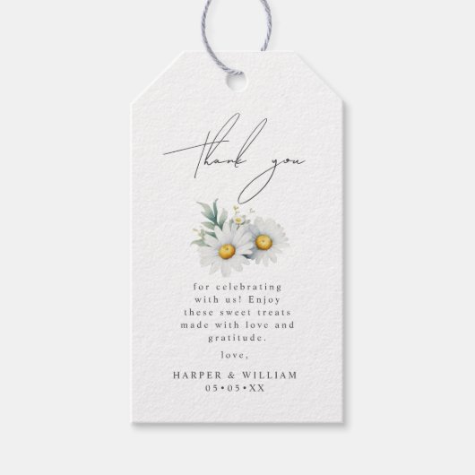 Waterverf Daisy dank u Cadeaulabel (Voorkant)