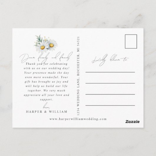 waterverf Daisy dank u foto bruiloft Briefkaart (Achterkant)