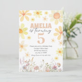 Waterverf Daisy Desert Sand Verjaardagsuitnodiging Kaart (Staand voorkant)