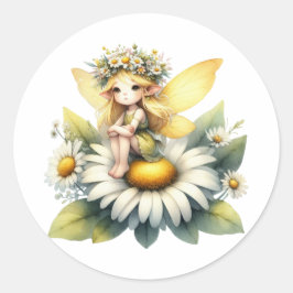 Waterverf Daisy Fairy Ronde Sticker