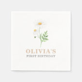 Waterverf Daisy First Birthday Napkins Servet (Voorkant)