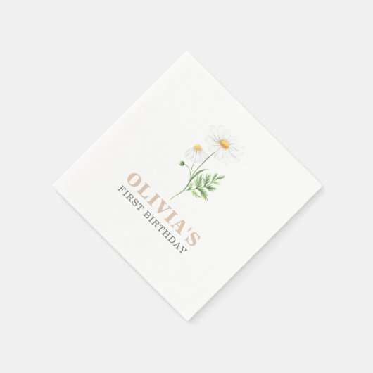 Waterverf Daisy First Birthday Napkins Servet (Hoek)
