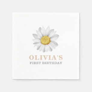 Waterverf Daisy First Birthday Napkins Servet