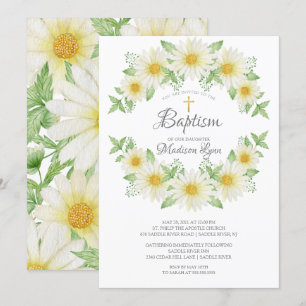 Waterverf Daisy Floral Baptism Uitnodiging