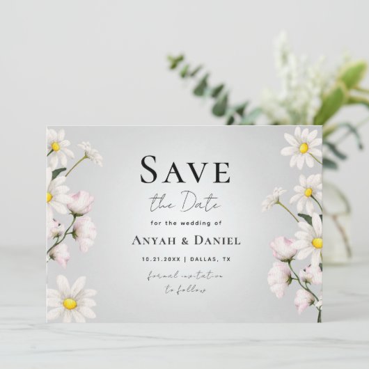 Waterverf Daisy Floral Delicate Spring Botanical Kaart (Staand voorkant)