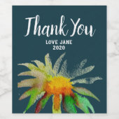 Waterverf Daisy Floral Modern Bedankt cadeau Wijn Etiket (Enkel label)
