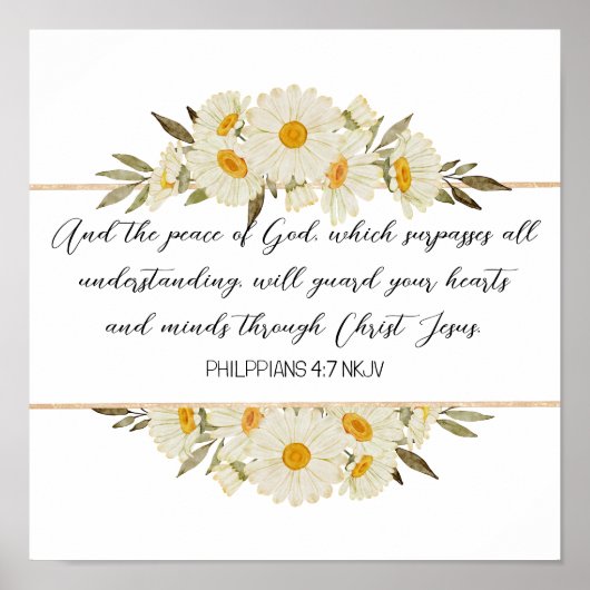 Waterverf Daisy Floral Scripture Poster (Voorkant)