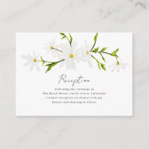 Waterverf Daisy Floral Wedding Reception Kaart