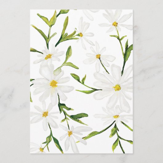 Waterverf Daisy Floral Wedding Reception Menu (Achterkant)