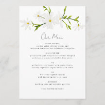Waterverf Daisy Floral Wedding Reception Menu