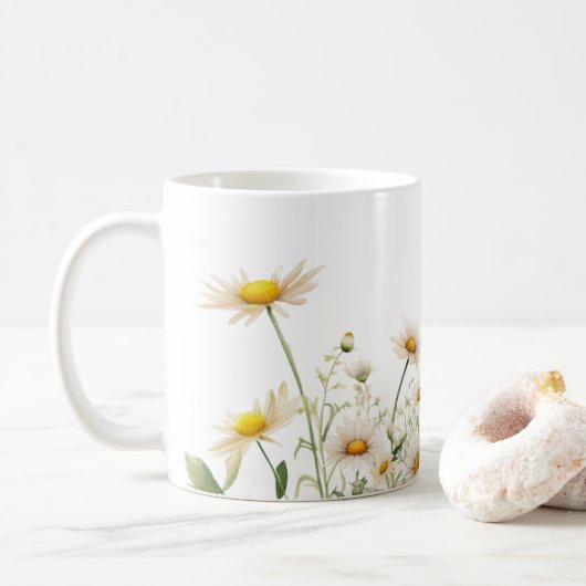 Waterverf Daisy Flower Koffiemok (Met donut)
