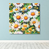 Waterverf Daisy Flowers Tuin Canvas Afdruk (Insitu (Houten vloer))