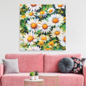Waterverf Daisy Flowers Tuin Canvas Afdruk (Insitu (Woonkamer))