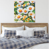 Waterverf Daisy Flowers Tuin Canvas Afdruk (Insitu (Slaapkamer))