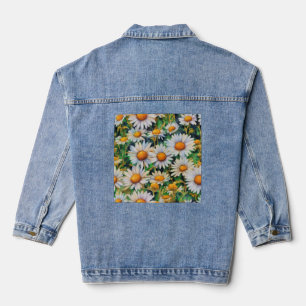 Waterverf Daisy Flowers Tuin Denim Jacket