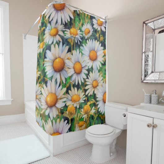 Waterverf Daisy Flowers Tuin Douchegordijn (In situ)