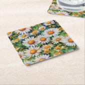 Waterverf Daisy Flowers Tuin Kartonnen Onderzetters (Schuin)
