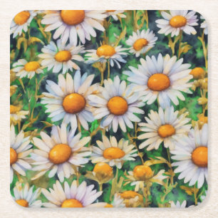 Waterverf Daisy Flowers Tuin Kartonnen Onderzetters