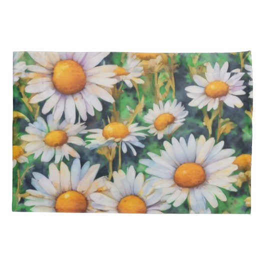Waterverf Daisy Flowers Tuin Kussensloop (Achterkant)