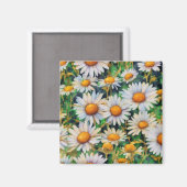 Waterverf Daisy Flowers Tuin Magneet (Voorkant / Achterkant)