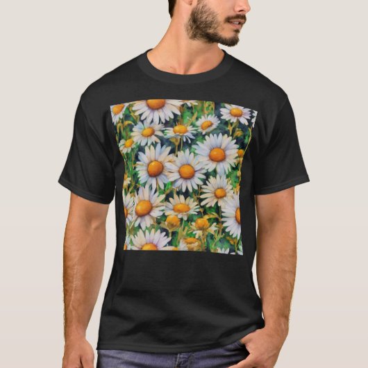 Waterverf Daisy Flowers Tuin T-shirt (Voorkant)