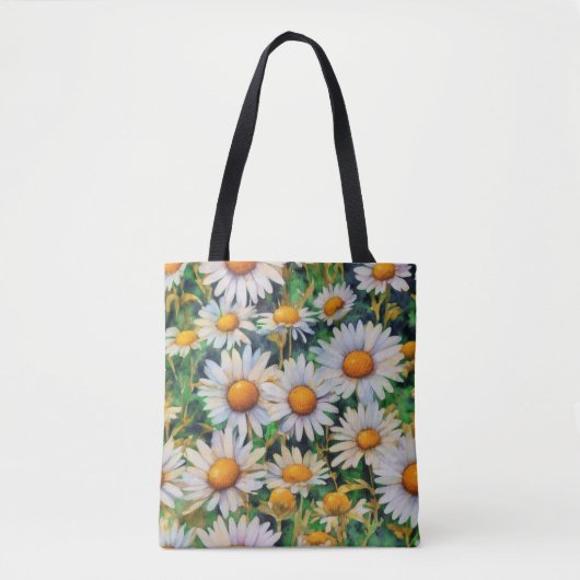 Waterverf Daisy Flowers Tuin Tote Bag (Voorkant)